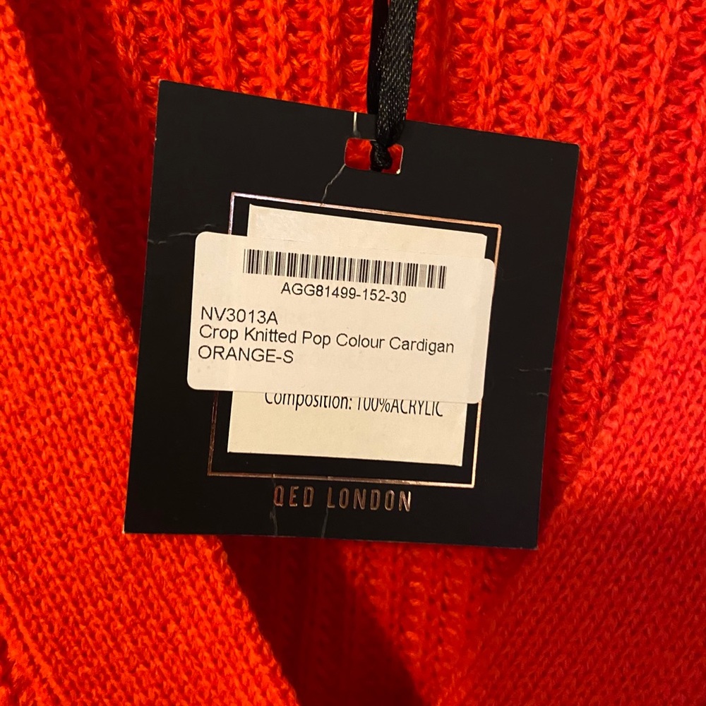 QED LONDON Cropped Cardigan ***IN ORANGE** - Picture 3 of 3